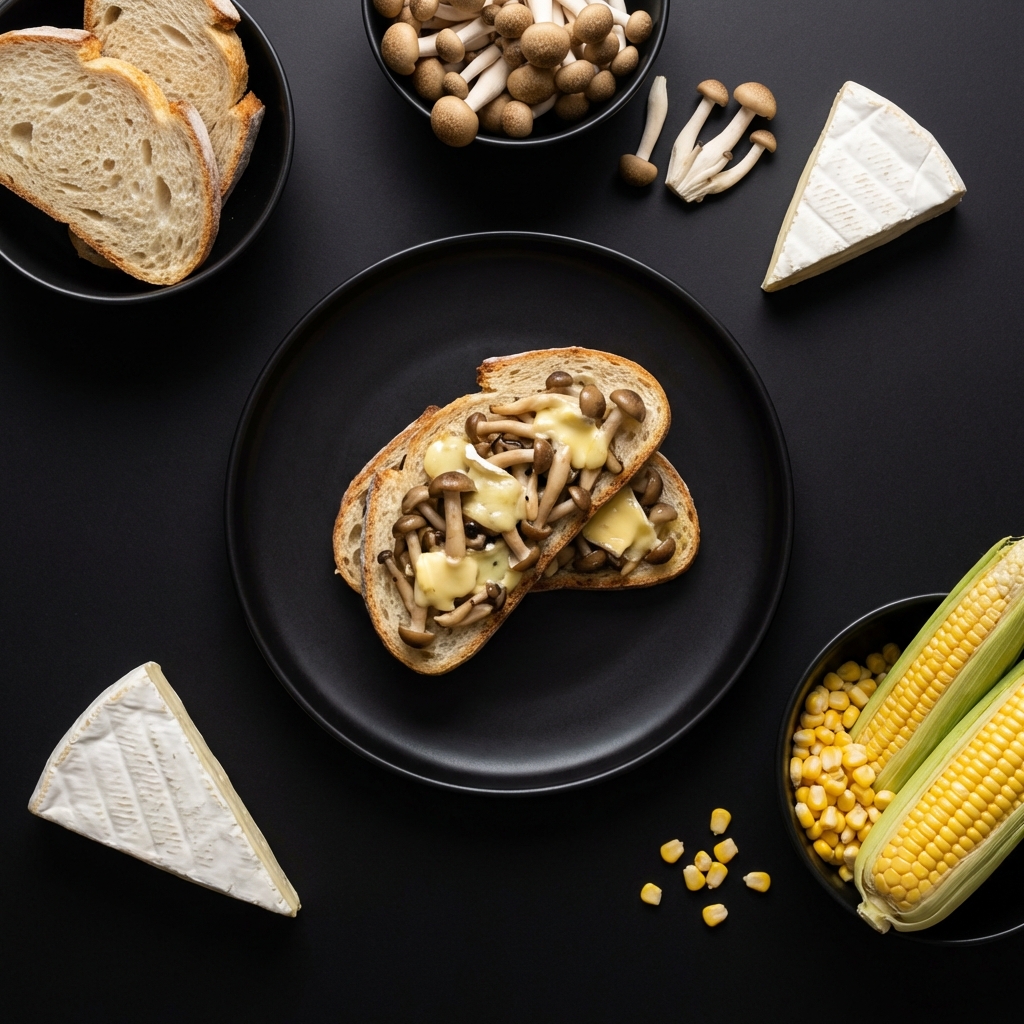 Bruschetta de Shimeji e Queijo Brie