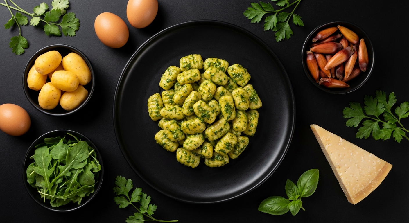 Nhoque de Mandioquinha ao Pesto de Rucula