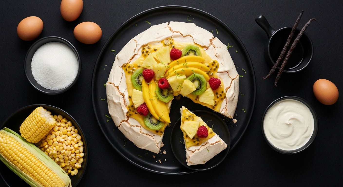 Pavlova de Frutas Tropicais