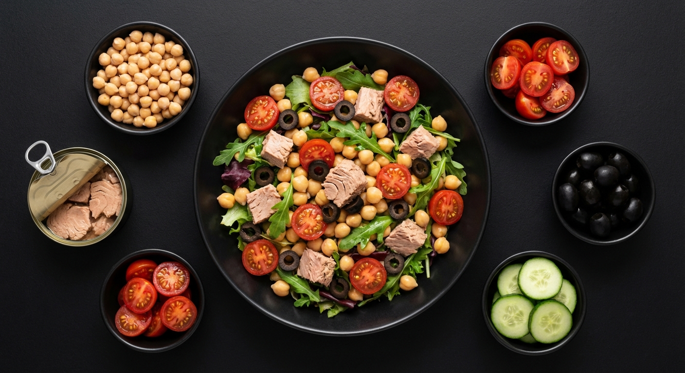 Salada de Grao de Bico com Atum