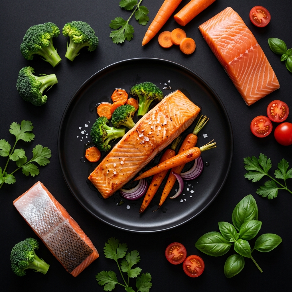 Salmão ao Forno com Legumes